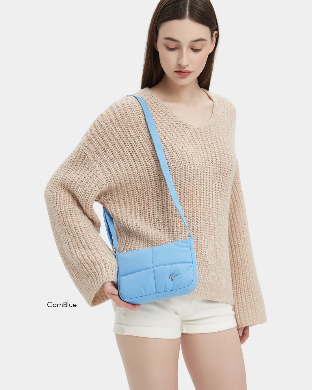 Waffle Mini Puffer Sling Bag (Azure) - Image 14