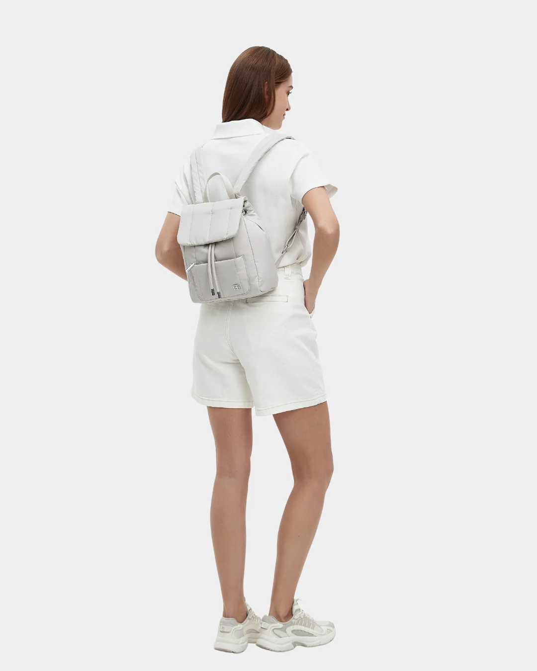 Ollie Puffer New Nylon Backpack (Ash Grey) - Image 3