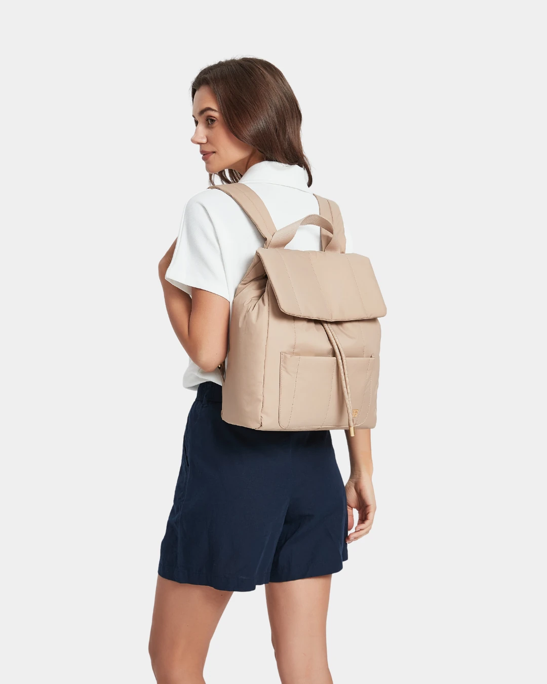 Leonda Puffer New Nylon Backpack A4 Size (Brown) - Image 6