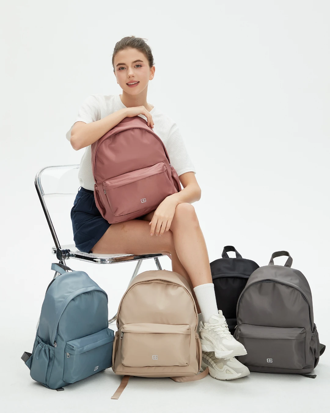 Kaylie Nylon Backpack (Pink) - Image 12