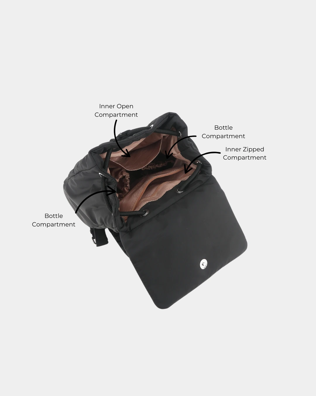 Ollie Puffer New Nylon Backpack (Brown) - Image 4