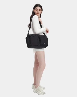 Mylah Nylon Puffer Sling Bag (Black)