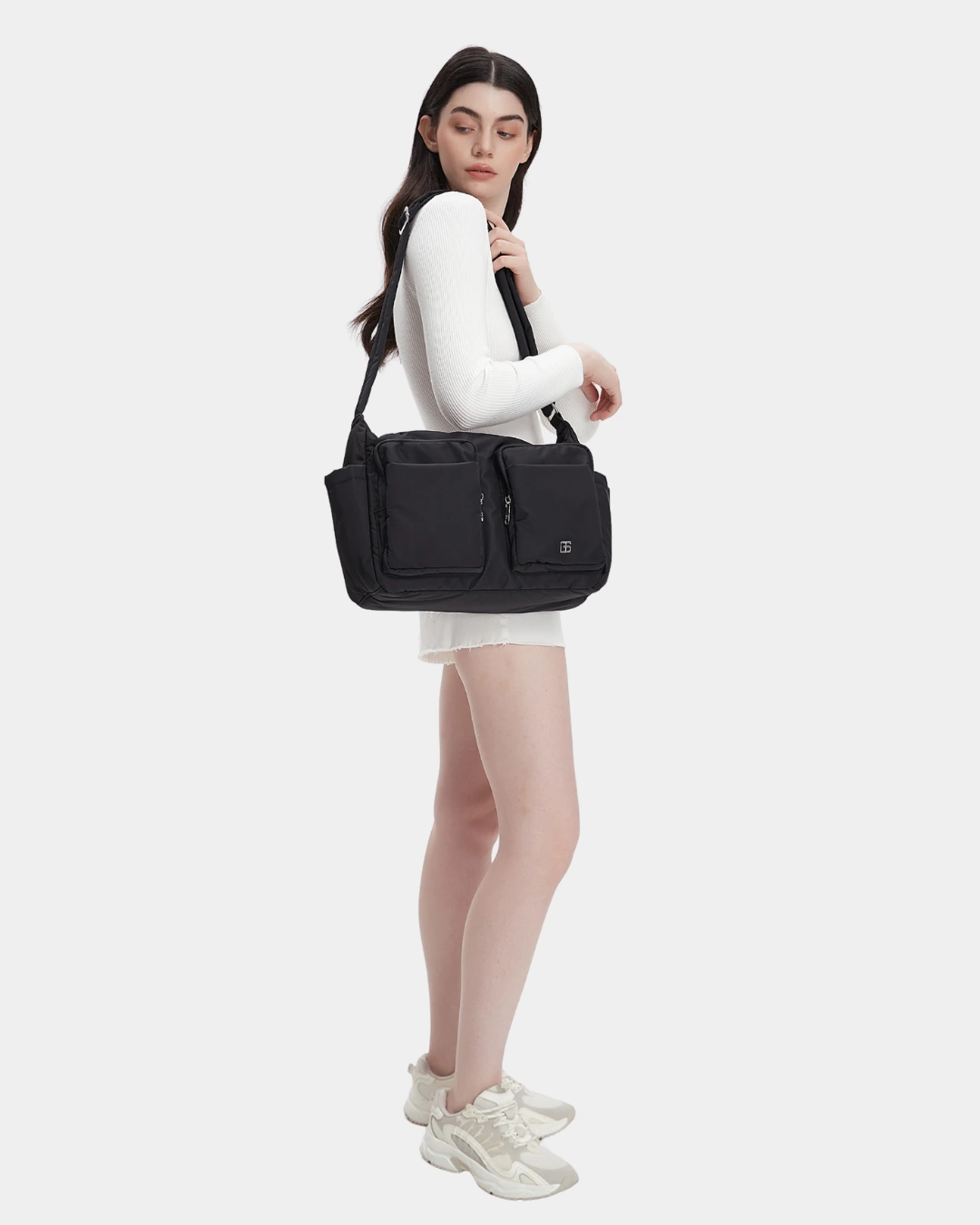 Mylah Nylon Puffer Sling Bag (Black)