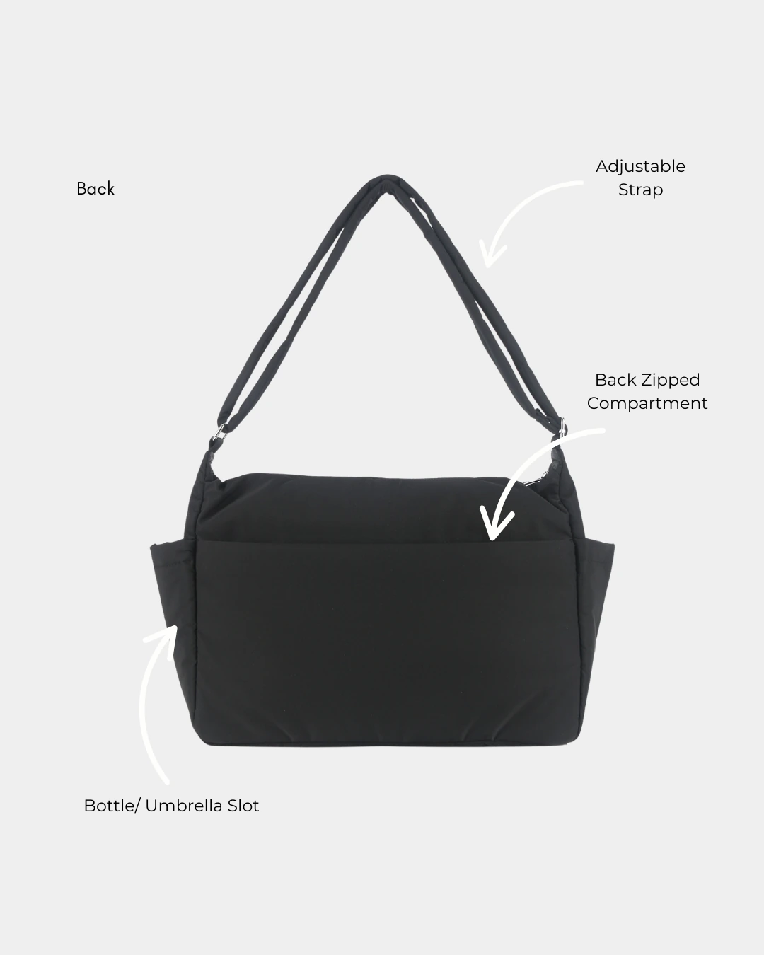 Mylah Nylon Puffer Sling Bag (Black) - Image 7