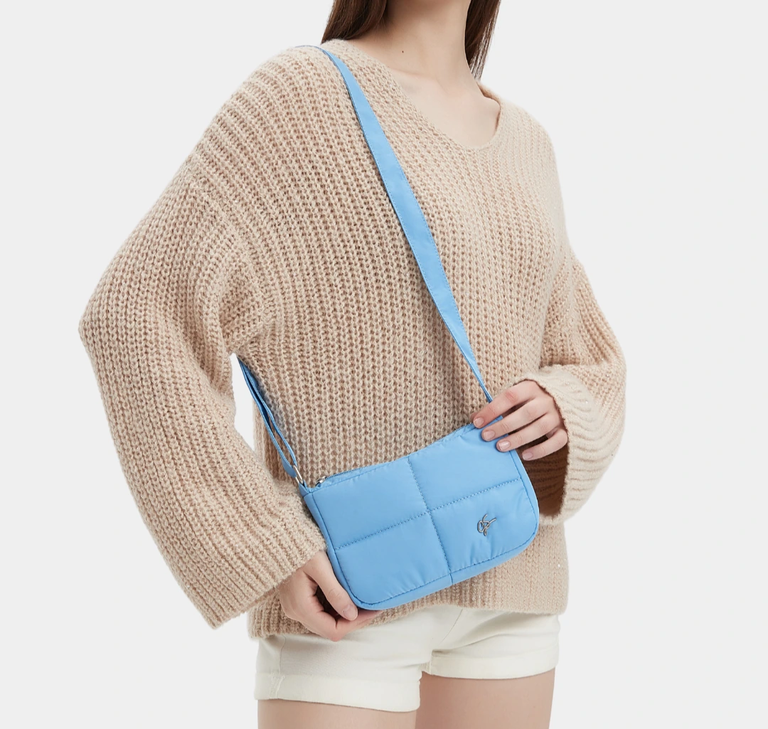 Waffle Mini Puffer Sling Bag (Cornflower Blue)