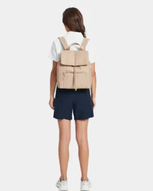 Leonda Puffer New Nylon Backpack A4 Size (Brown)