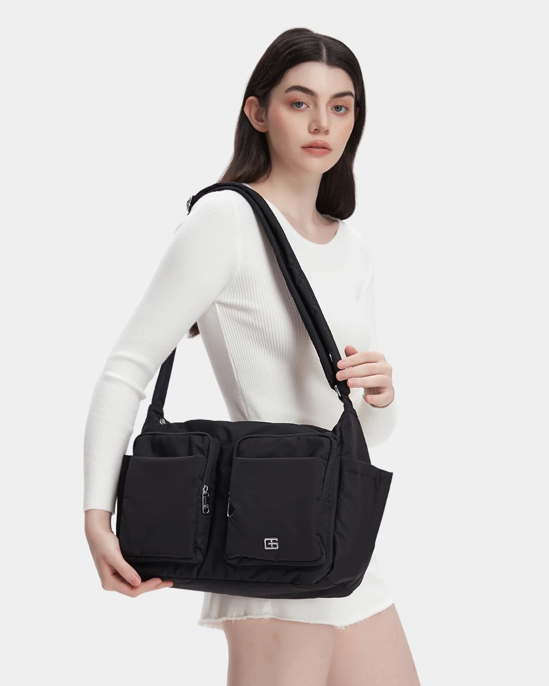 Mylah Nylon Puffer Sling Bag (Black) - Image 3