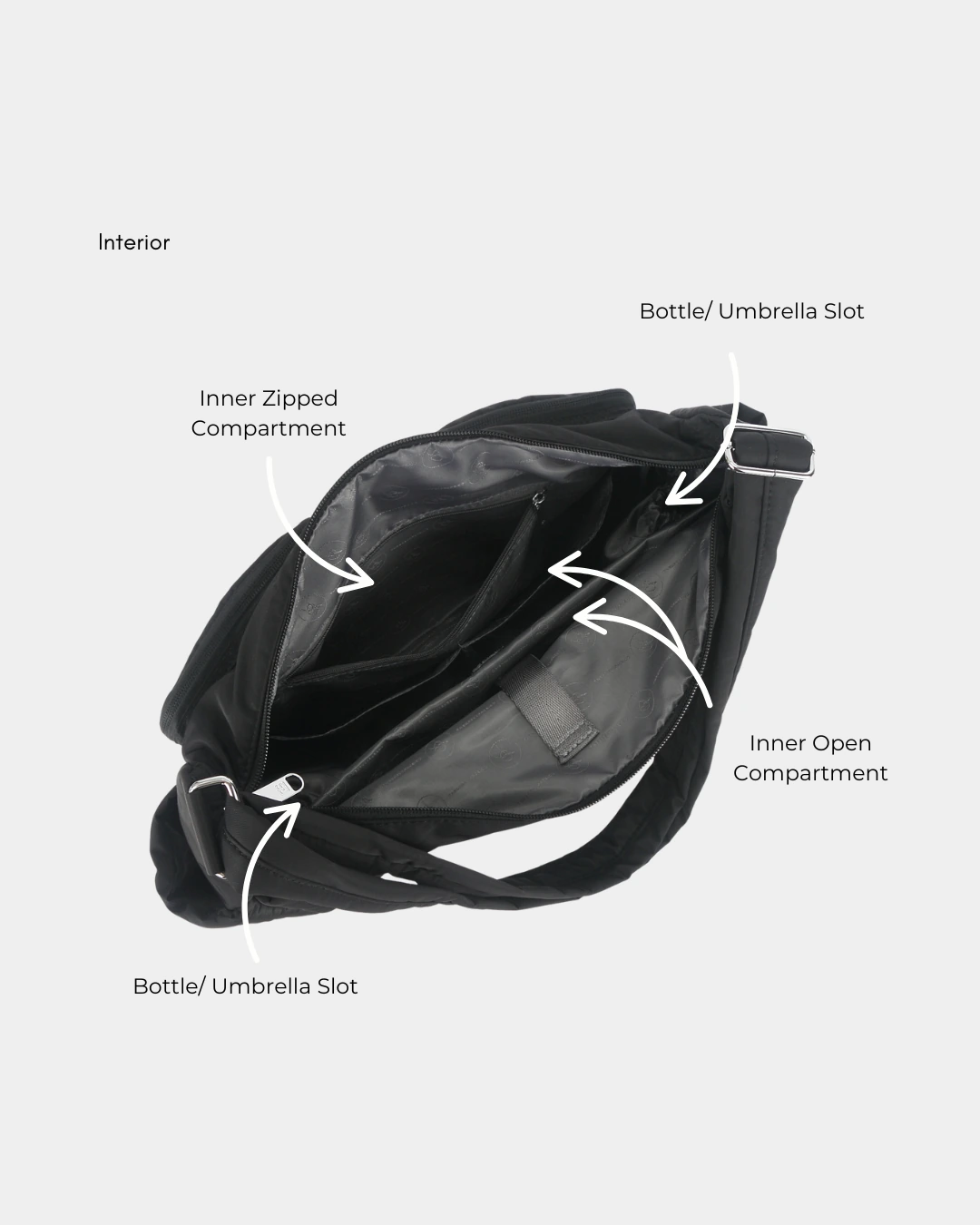 Mylah Nylon Puffer Sling Bag (Black) - Image 5
