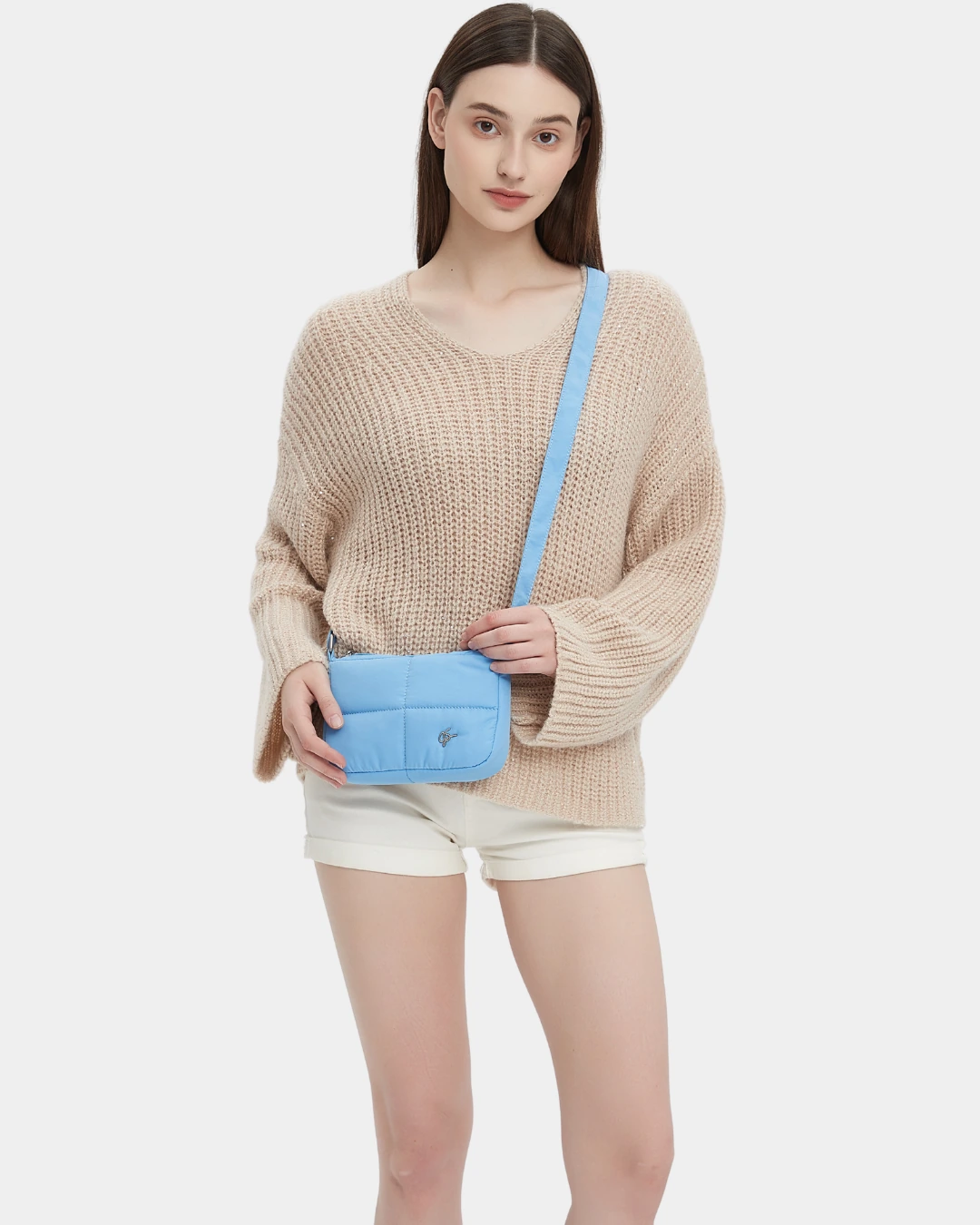 Waffle Mini Puffer Sling Bag (Cornflower Blue) - Image 3