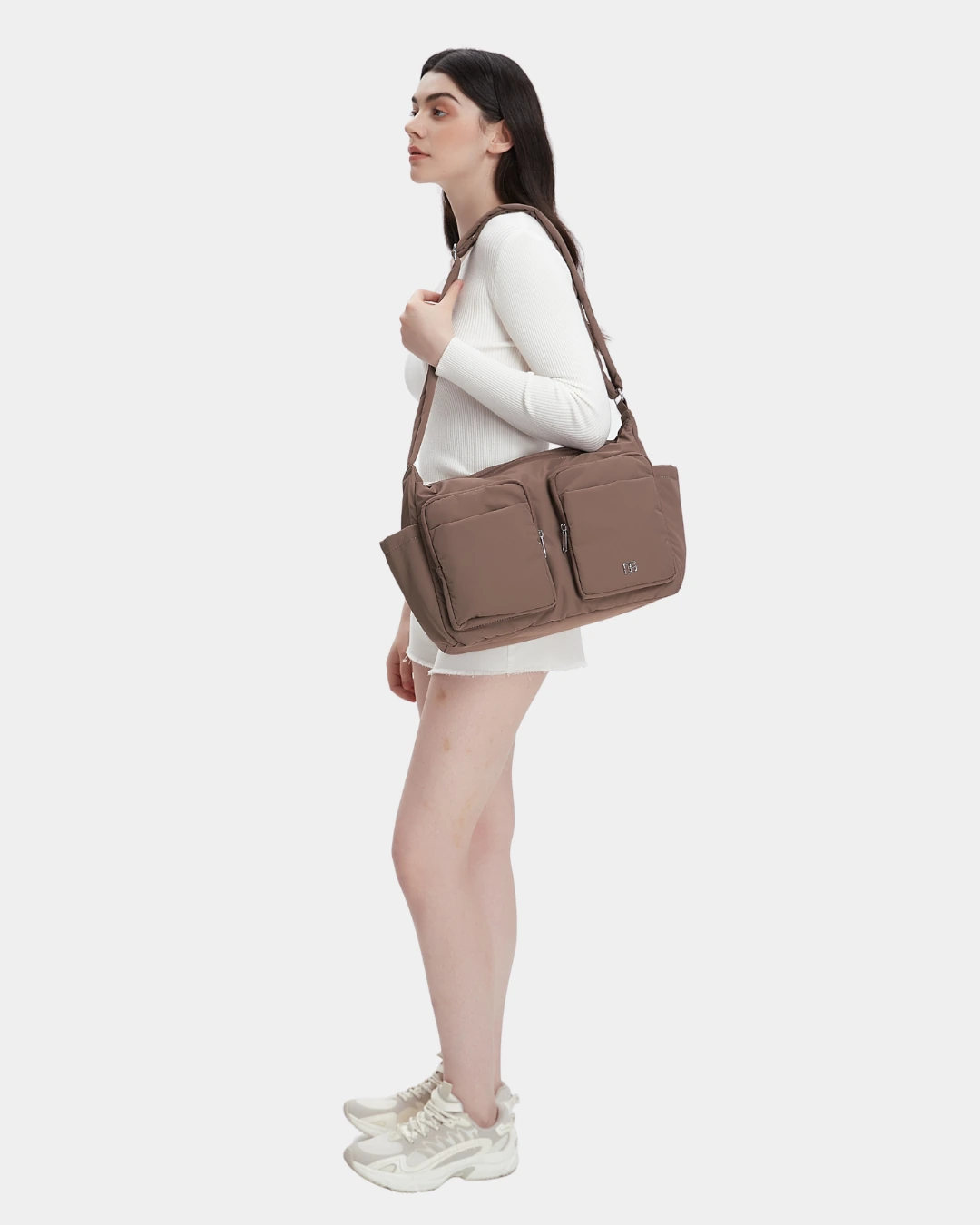 Mylah Nylon Puffer Sling Bag (Chocolate) - Image 3