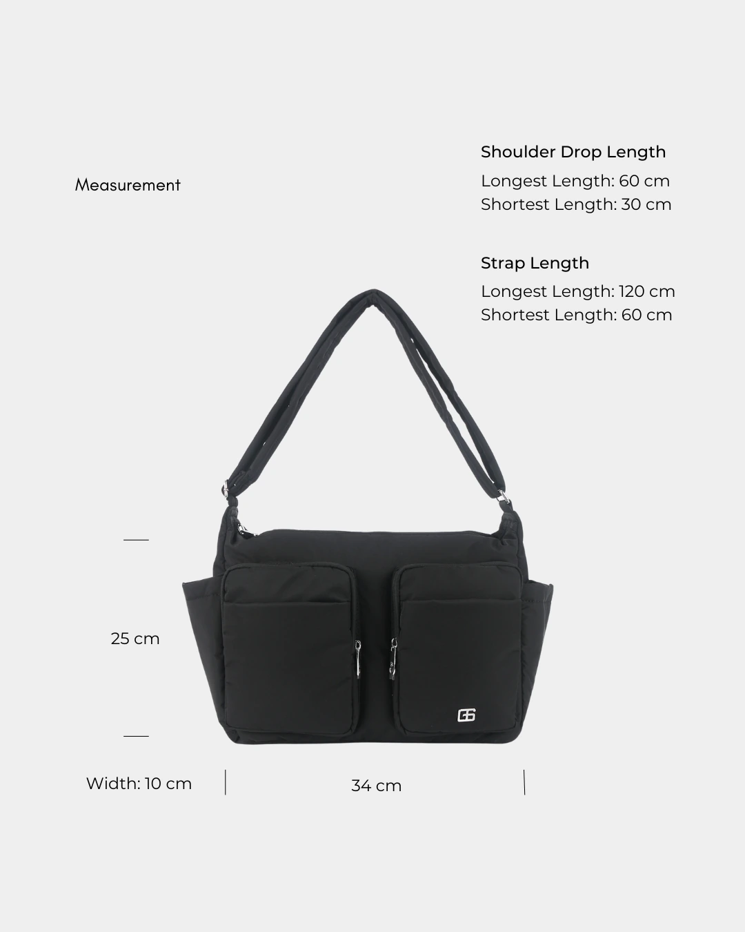 Mylah Nylon Puffer Sling Bag (Black) - Image 6